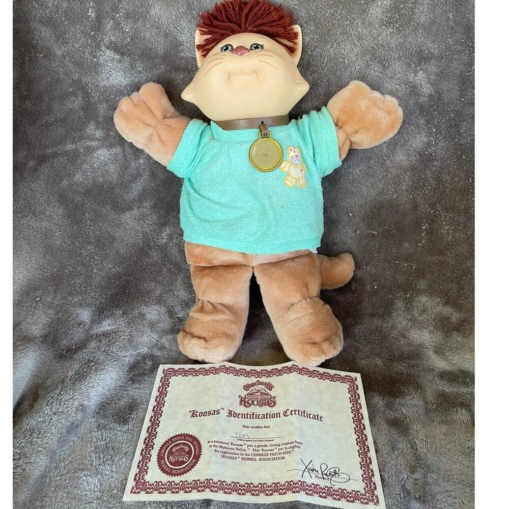 Vintage Cabbage Patch Koosas Cat 1980's Coleco Pet w/ Certificate Xavier Roberts
